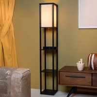 Lucide Menno floor lamp, black, 162.7 cm, wireless charger