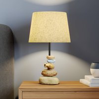 ONLI Vera table lamp, fabric shade and stone decoration, 38 cm