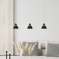 Trio Lighting Romeo LED hanging light, length 55 cm, black, metal, 3-bulb.