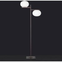 Oluce golvlampa Alba, brons, vit, 2 lampor, glas, metall