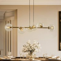 EMIBIG LIGHTING Glassy pendant light, 6-bulb, black, clear, glass, 110 cm