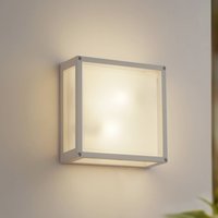 Lucande Aurelien outdoor wall lamp, white, sensor, 25 x 25 cm