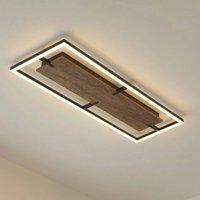 Lucande Vectra LED ceiling light, 100 x 30 cm, wood, dimmable