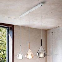 Fabas Luce Suspension Lila en verre, à 3 lampes allongée