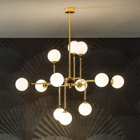 Stilnovo hänglampa Galassia, guldfärgad, Ø 120 cm, 12 lampor