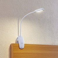 Prios LED-klämlampa Najari, höjd 51 cm, vit, uppladdningsbart batteri, USB