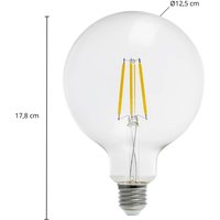 Arcchio LED globe bulb, G125 E27 3.8W, 3000K, 806lm