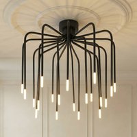 Lucande Ariadne LED ceiling lamp, Ø57cm, matt black, 20-bulb