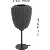 EGLO Barlaston bordslampa, höjd 39 cm, svart/grå, metall/väv