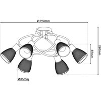 Näve Taklampa Lindita, 6 lampor, glas, rökgrå, E14