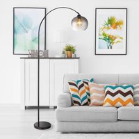 Globo Newcastle golvlampa, höjd 196 cm, svart matt/rökgrå