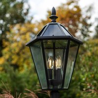 LUTEC LONDON LED solar outdoor light, black, height 227 cm, IP44