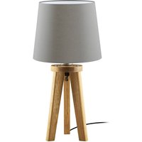HerzBlut Elli table lamp, oiled knotty oak/taupe