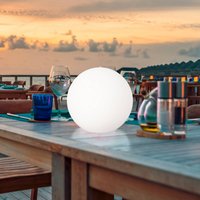 FH Lighting LED solar outdoor light Dabus, Ø 30 cm, ball, white, acrylic