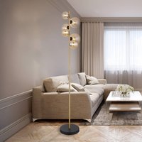 Globo Golvlampa Riha, höjd 155 cm, bärnstensfärgad/mässingsfärgad, metall