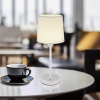 Globo LED table lamp Lunki, white, height 35 cm, fabric, CCT