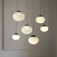 Lucande LED-hänglampa Tivar, 6 lampor, svart/vit, glas