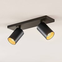 Arcchio spotlight Brinja, black, angular, Ø 6 cm, 2-pin, GU10
