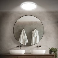 Briloner LED-badrumstaklampa Pulap, Ø 42 cm, kromfärgad/vit metall