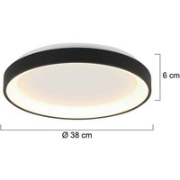 Steinhauer Plafonnier LED Ringlede, noir, hauteur 6 cm, Ø 38 cm