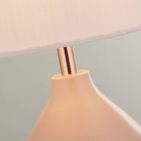Searchlight Bordslampa Keisli, beige, textil, 22 cm, E14
