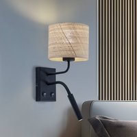 Luminex Applique murale Jovin à 1 lampe avec spot, abat-jour en rotin