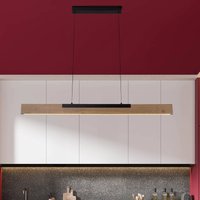 Näve Suspension LED Wilma, bois, longueur 122 cm, intensité variable