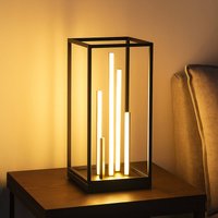FISCHER & HONSEL Grid LED table lamp, black/gold, metal, CCT, dimmable