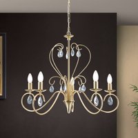 ORION Alessia 5-bulb crystal glass chandelier in gold