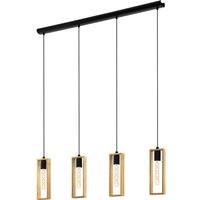 EGLO Suspension Littleton, noire/marron, à 4 lampes