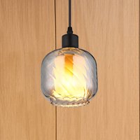 Hængelampe Xia, Ø 14 cm, røgfarvet grå, glas
