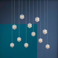 SCHÖNER WOHNEN LED hanging light Lini white 11-bulb long, 3,000 K