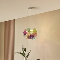 Lucande Diborah pendant light, Ø 40 cm, colourful, glass, G9