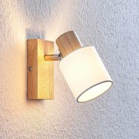 Lindby spot Wanessa, wood, white, E14, 14 cm, adjustable