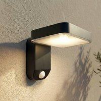 PRIOS LED solar wall lamp Tarlson, angular, anthracite, sensor