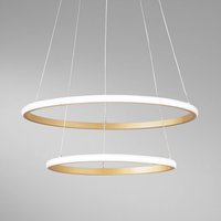 Luce Ambiente Design LED-pendellampa Axis, Ø 60/40 cm, guldfärgat metall CCT, RGB