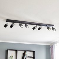 Luminex Spot pour plafond Rondo noir/chrome, acier inoxydable, à 8 lampes.