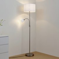 Lindby golvlampa Jaileen, vit, textil, 170 cm, läslampa