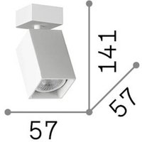 IDEAL LUX Dynamite Square ceiling spotlight, white, length 5.7 cm