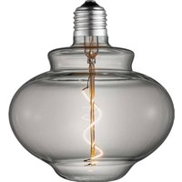 Lucande LED-klocklampa, E27 4W, Ø 16 cm, 1800K, rökfärgad