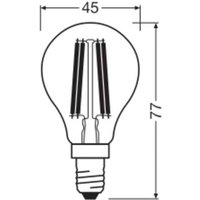 OSRAM LED-filamentlampa droppe E14 1,2W glödtråd 4000K 255lm