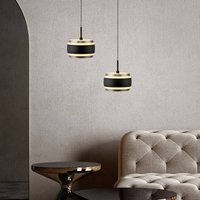 PURE LED-hänglampa Falling Rings, svart, Ø 13 cm, CCT