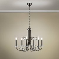 Orion Lustre Ariane, nickel, Ø 67,5 cm, cristal, 6 lampes