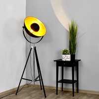 Lindby Mineva floor lamp. Black/gold, metal, height 180 cm