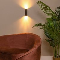 Lucide Dupla wall spotlight, rust-coloured, height 18 cm, metal, 2-bulb.