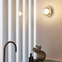 MARSET LED-utomhusvägglampa Roc, Ø 14 cm, svart/genomskinlig