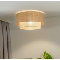Euluna taklampa Boho Jute, naturbrun/vit, Ø 60 cm