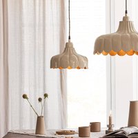 PR Home hanging light Wells Small, beige/gold, Ø 24 cm, plug