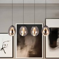 Viokef LED hanging light Melanie, length 85 cm, smoky grey, glass 4-bulb.