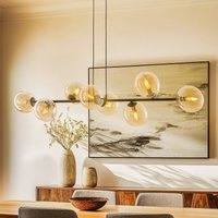 EMIBIG LIGHTING Glassy pendant light, 8-bulb, black, amber, glass, E14